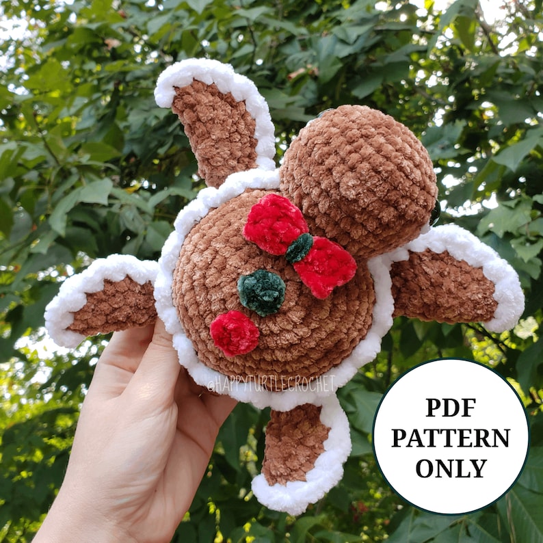 Gingerbread Turtle Pattern Crochet PDF Download Beginner Friendly Amigurumi image 1