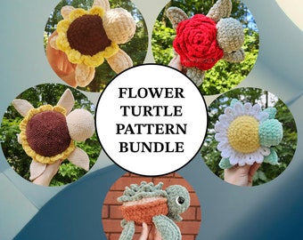 Flower Turtle Pattern Bundle Crochet PDF Download Beginner Friendly Amigurumi