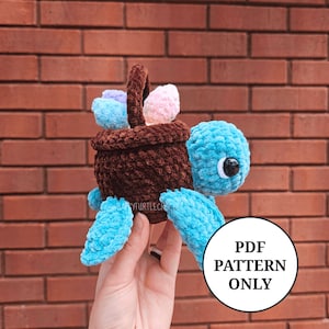Padrão de tartaruga de cesta de Páscoa em crochê - PDF para download - Amigurumi para iniciantes