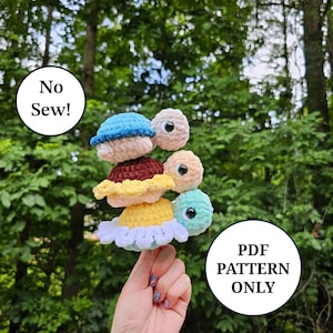 Wzór na szydełkowego mini żółwia bez szycia w formacie PDF do pobrania dla początkujących Amigurumi