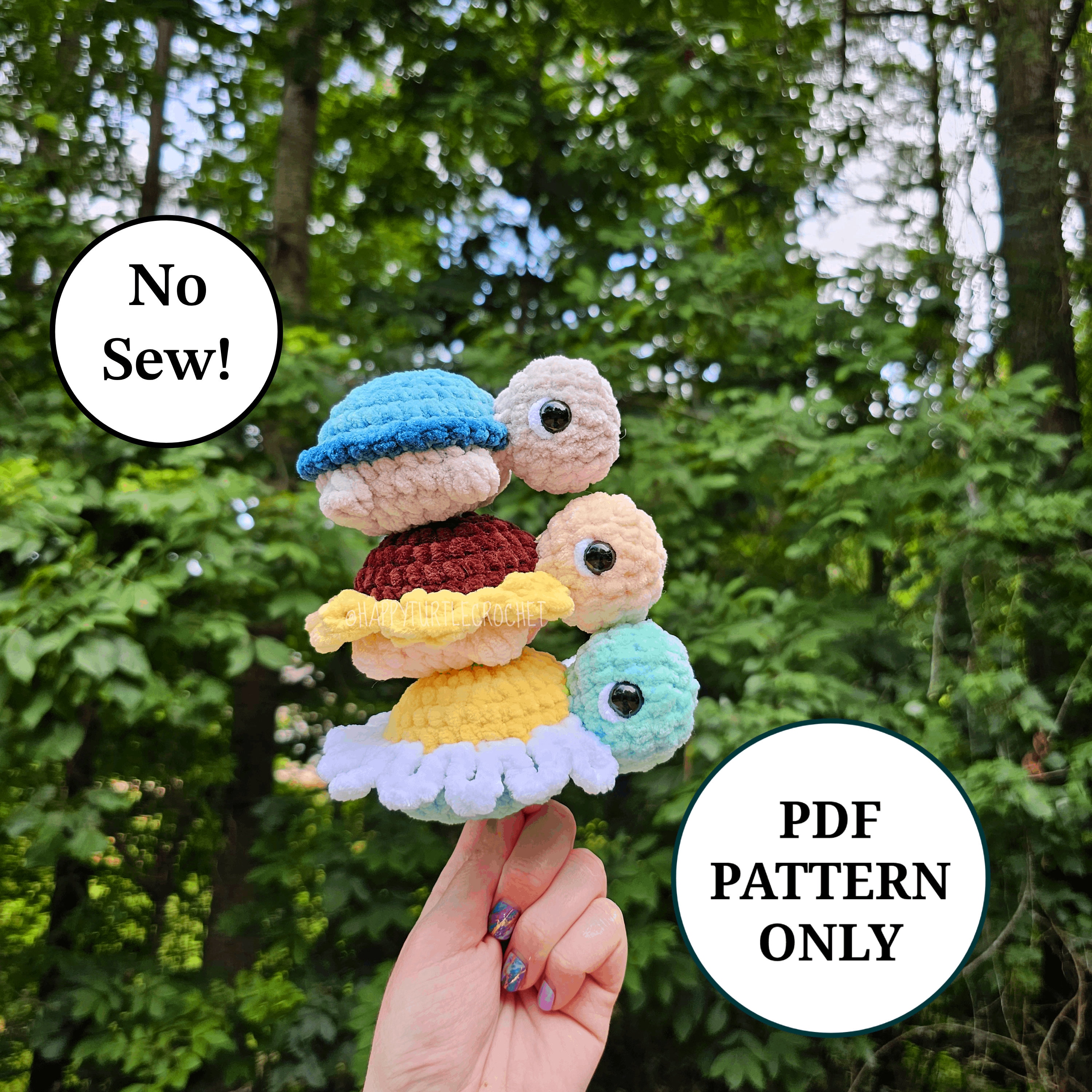 No Sew Mini Turtle Pattern Crochet PDF Download Beginner Friendly Amigurumi