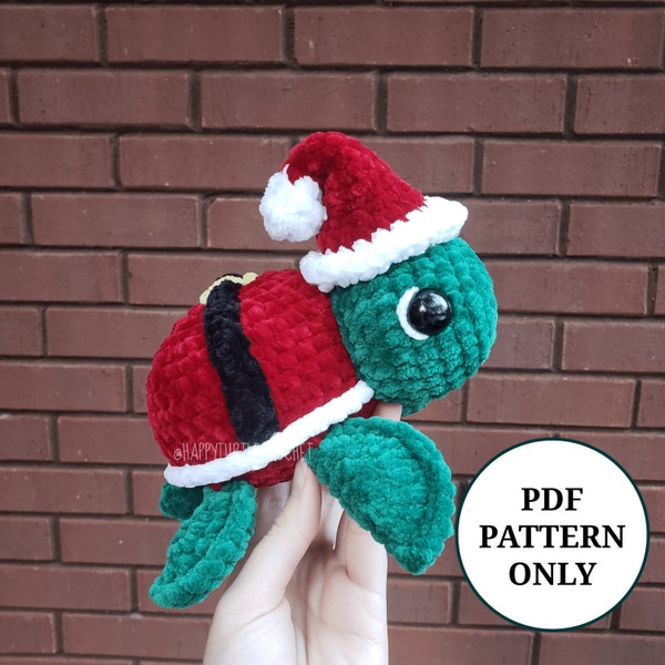 Santa Christmas Turtle Pattern Crochet PDF Download Beginner Friendly Amigurumi