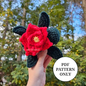 Christmas Flower Turtle Pattern Crochet Poinsettia PDF Download Beginner Friendly Amigurumi