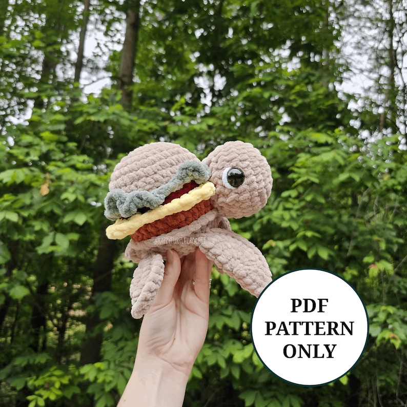 Patrón de crochet de tortuga hamburguesa en PDF para principiantes