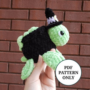 Witch Halloween Turtle Pattern Crochet PDF Download Beginner Friendly Amigurumi, Witch&#39;s Brew Turtle
