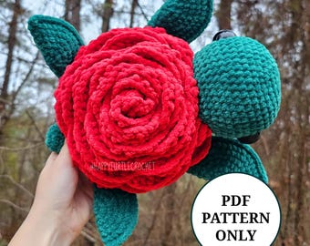 Jumbo Rose Turtle Crochet Pattern PDF Download, Beginner Friendly Amigurumi