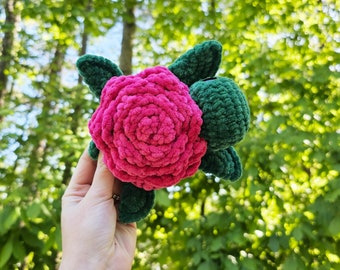READY TO SHIP Rose Turtle Crochet Plushie - Pink