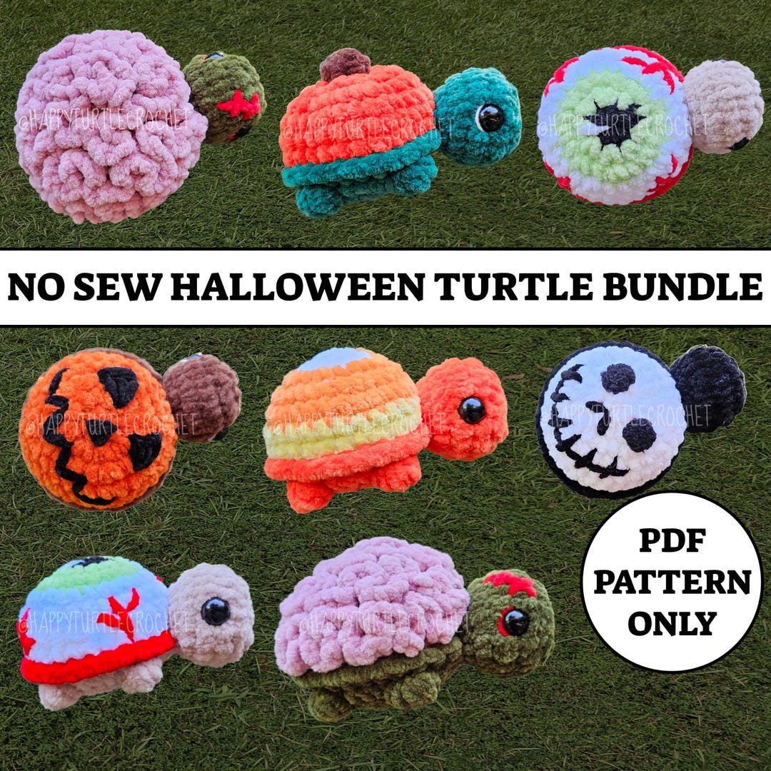 No Sew Turtle Halloween Crochet Pattern Bundle PDF Download, Beginner ...