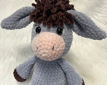 Esel, gehäkeltes Plüschtier, weich, soft, Geburtstagsgeschenk, Amigurumi, Häkeltier, Häkelfigur