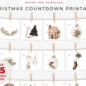 Weihnachts-Countdown zum Ausdrucken, Adventskalender zum Ausdrucken, Adventskalender für Kinder zum Ausdrucken