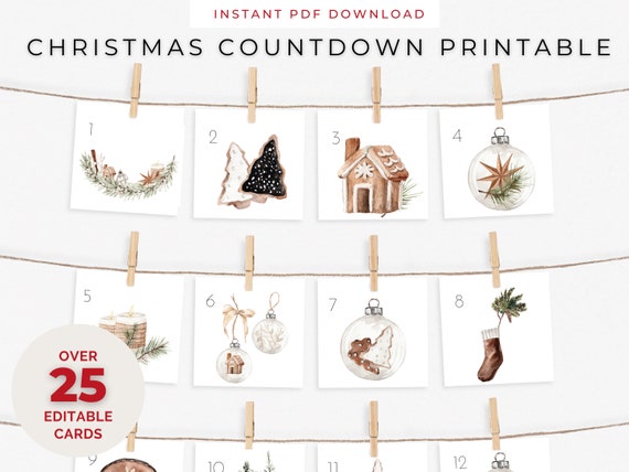 Christmas Countdown Printable Printable Advent Calendar - Etsy