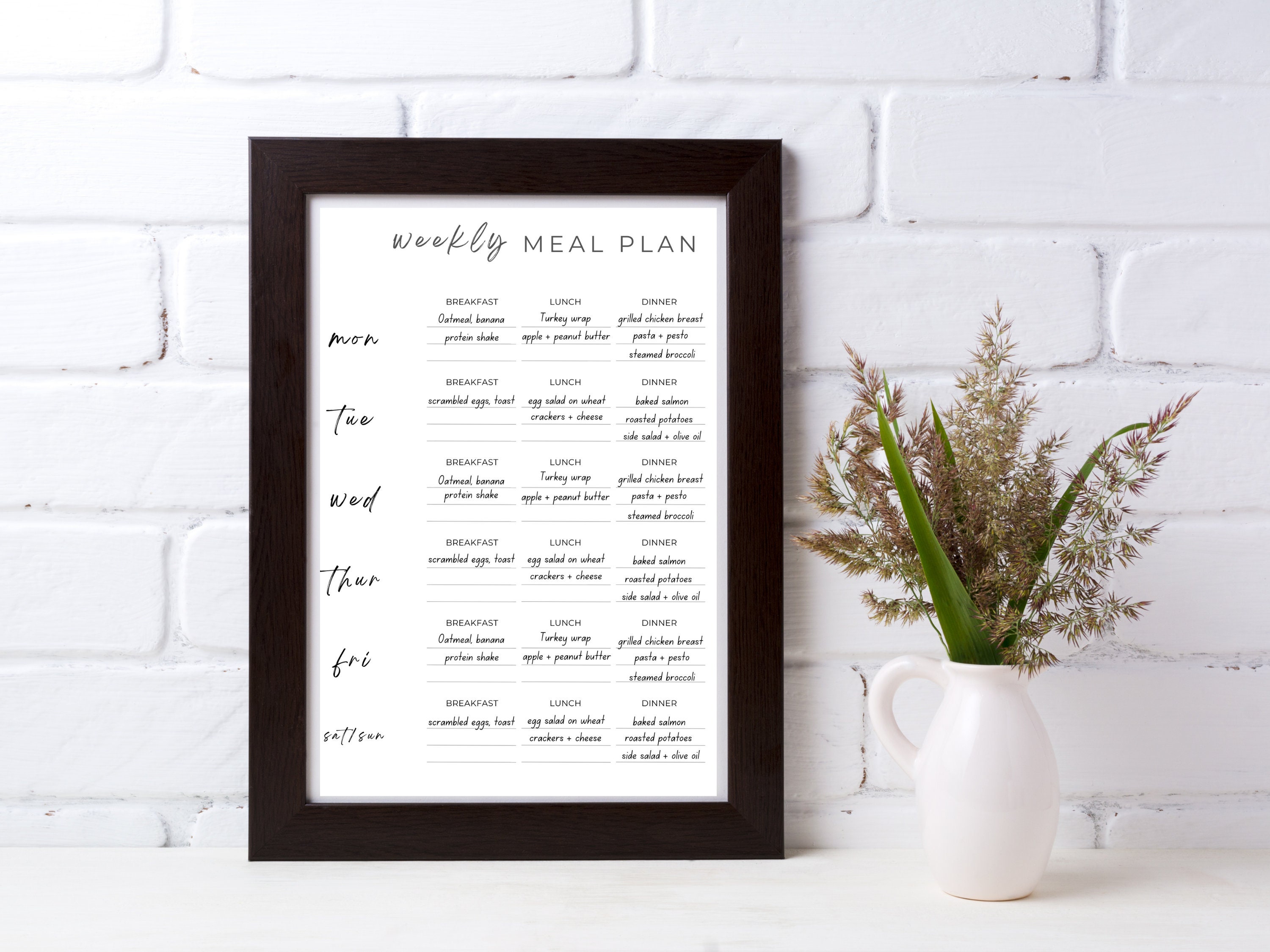 Weekly Meal Planner Printable Minimalist Meal Plan Printable - Etsy