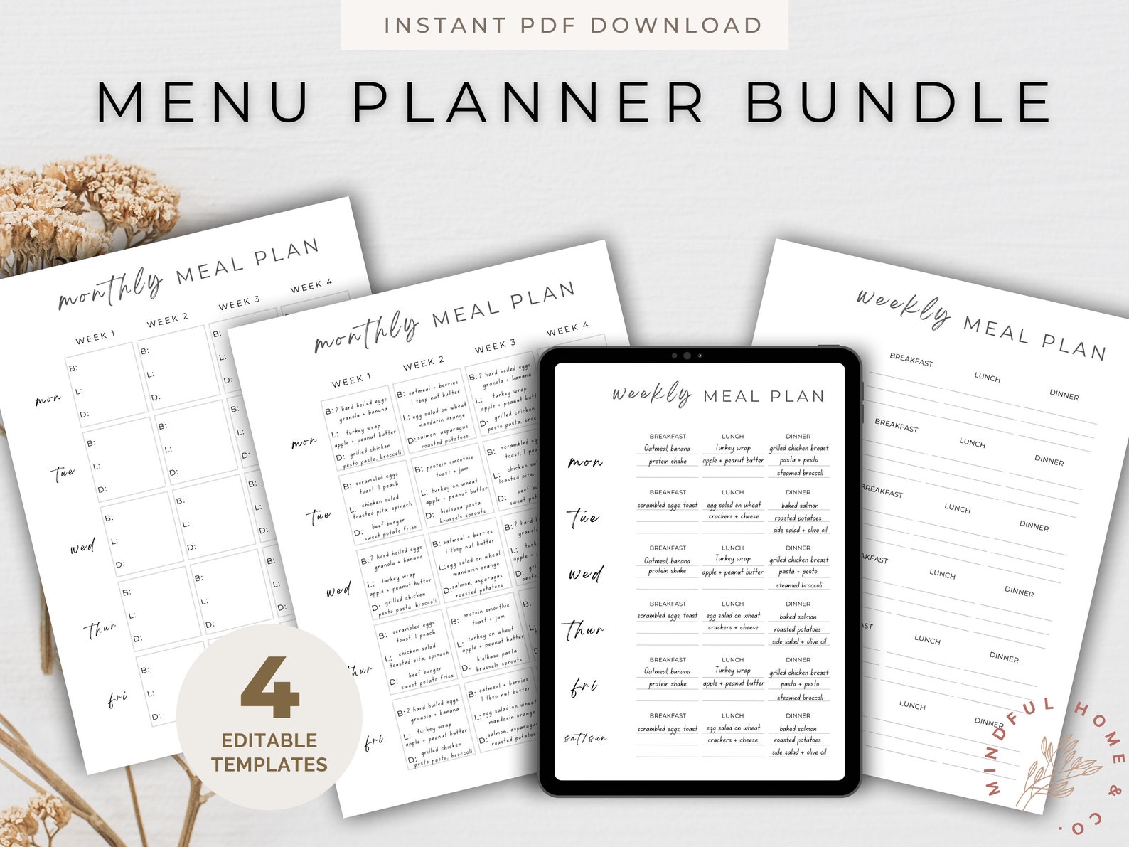 Weekly Menu Planner, Editable Meal Plan Template, Digital Weekly Meal ...