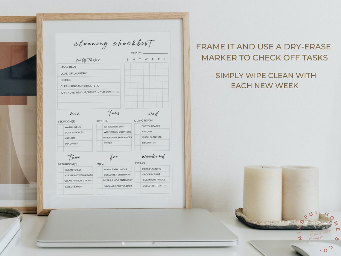 Editable Chore Chart and Cleaning Checklist, Kid's Chore Chart Canva ...