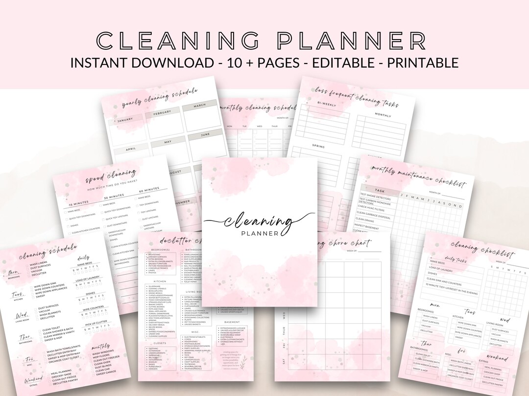 Cleaning Schedule Checklist, Editable Cleaning Planner, Weekly Cleaning ...