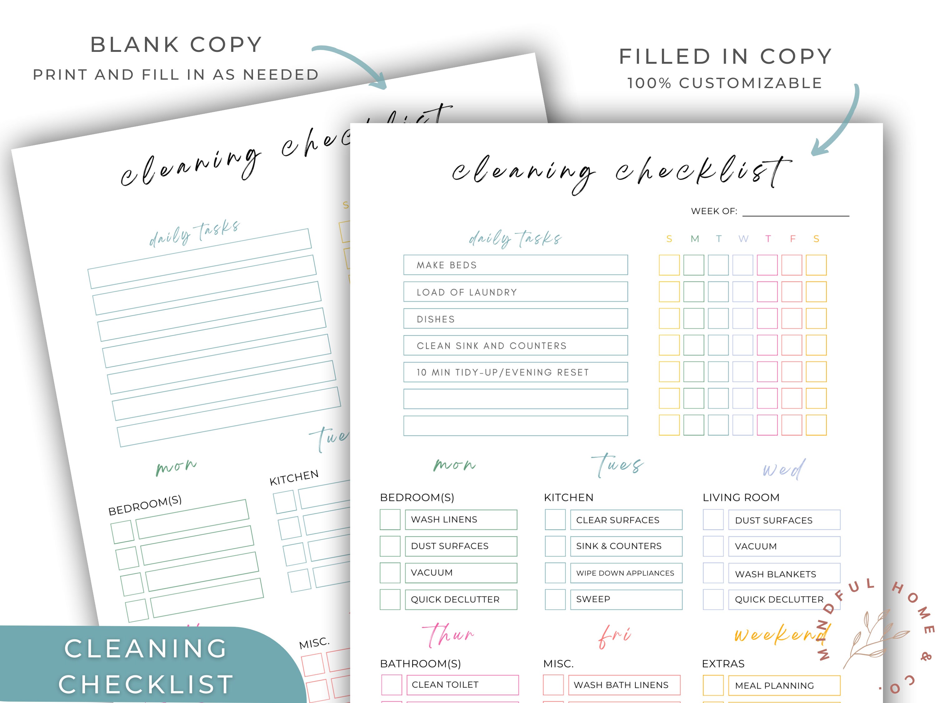 Chore Chart Cleaning Checklist, Kid's Chore Chart Canva Template ...