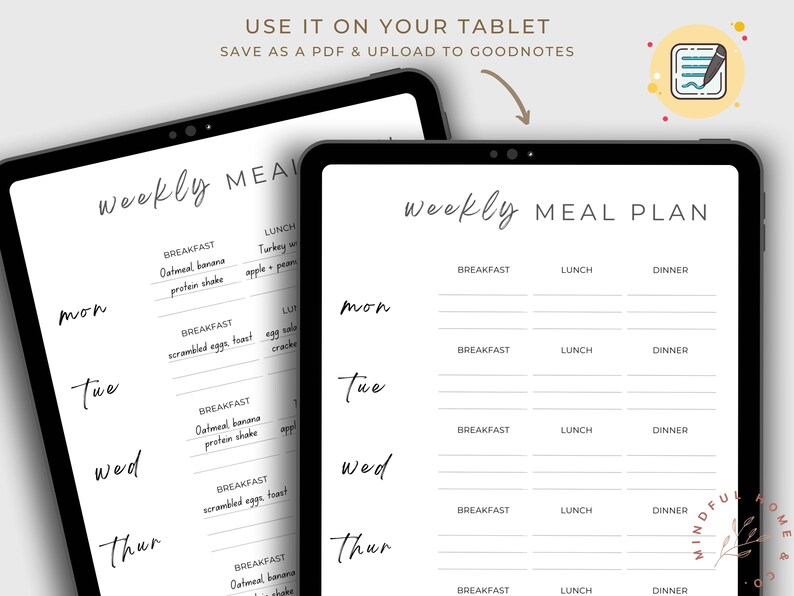 Weekly Menu Planner Editable Meal Plan Template Digital - Etsy