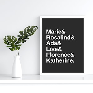 Female Scientist Black and White Minimalist Wall Art Feminist Digital Download