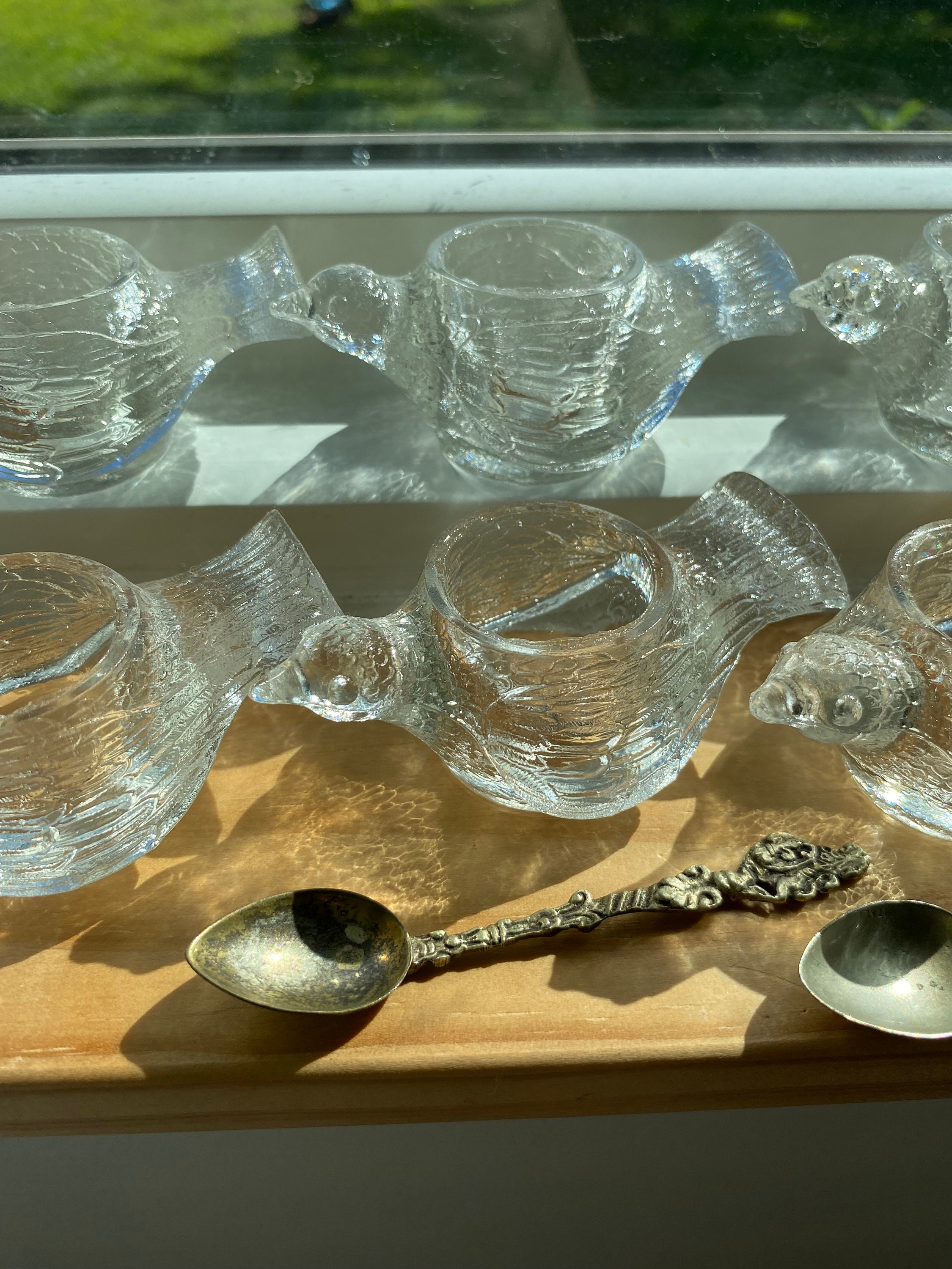 EAPG Bird Salt Cellars With Spoons Set of 6 Etsy