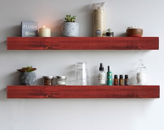Rustic Wooden Wall Shelf: Handmade Shelving Unit