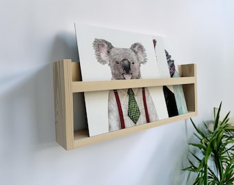 Handmade Wooden Magazine Rack – Solid Pine Wall Book Shelf for Living Room & Kids Room | Rustic Minimal Book Display