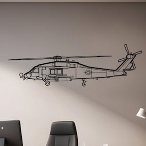 HH-60H Sea Hawk Metal Wall Art: Navy Helicopter Decor