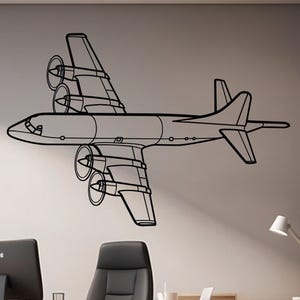 P-3C Orion Angled View Metal Airplane Wall Art – Maritime Patrol Aircraft Decor for Pilots, Navy Aviation Room Accent, Airplane Metal Sign