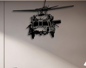 UH-60 Black Hawk Helicopter Sculpture - Handmade Scrap Metal Art