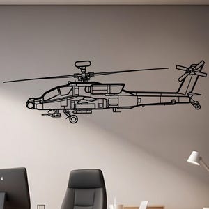 Apache Helicopter Metal Wall Art: Military Aviation Decor