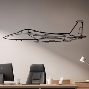 F-15 Strike Eagle Metal Wall Art – Twin-Engine Fighter Jet Decor for Pilots, Military Aviation Room Accent, Airplane Metal Sign Gift Idea