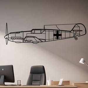 Bf 109 Metal Wall Art – WWII German Fighter Aircraft Decor for Pilots, Vintage Aviation Room Accent, Airplane Metal Sign Gift Idea