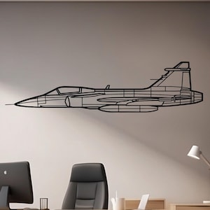 JAS 39 Gripen CD Metal Airplane Wall Art – Multirole Fighter Jet Decor for Pilots, Military Aviation Room Accent, Airplane Metal Sign Gift