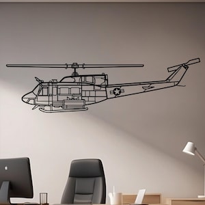 UH-1 Huey Helicopter Metal Wall Art: Vietnam War Military Decor