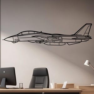 F-14 Tomcat Metal Airplane Wall Art: Navy Fighter Jet Decor