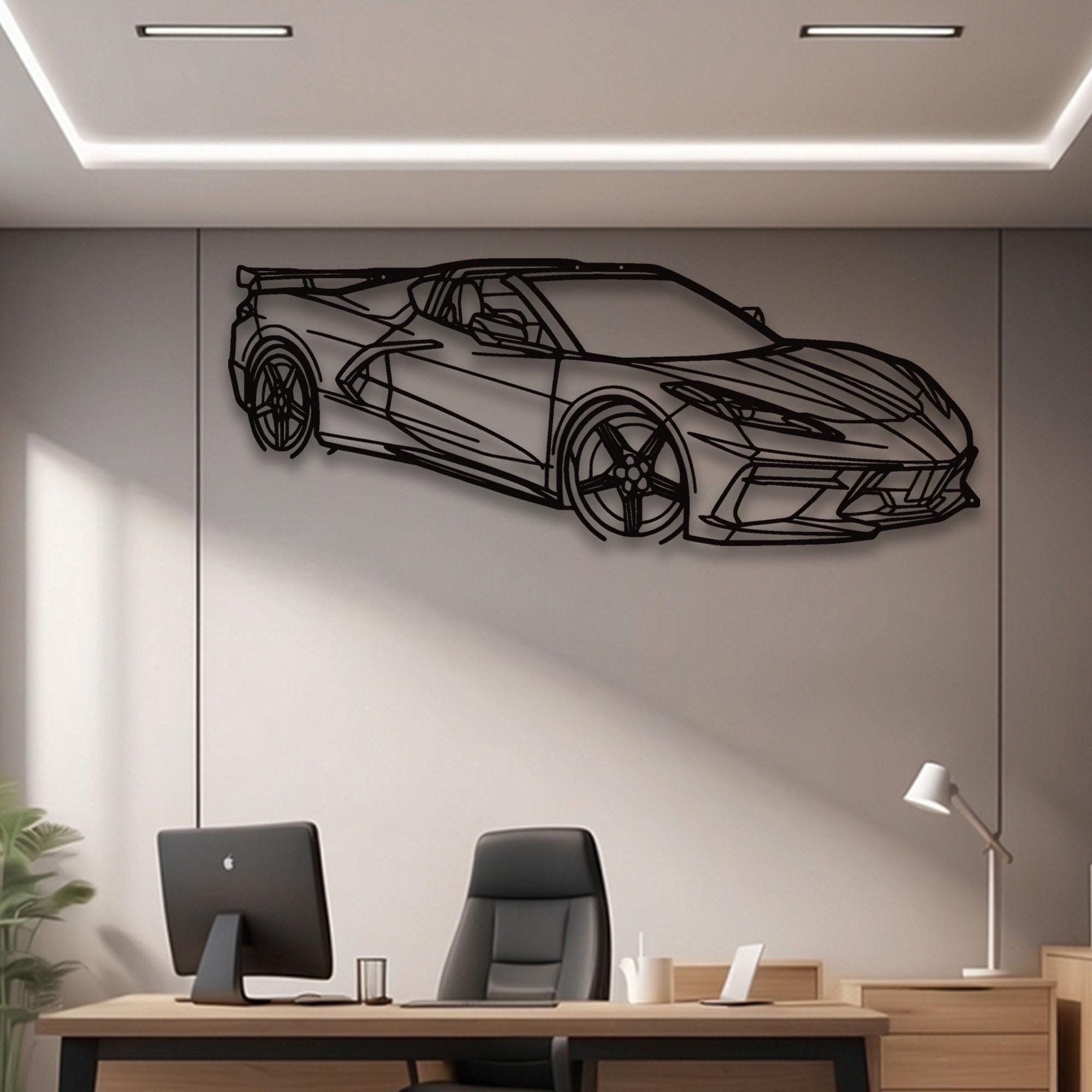 金属製の車のウォールアート：モダンな自動車装飾、ガレージ