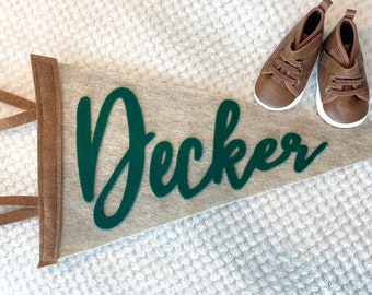 Large Pennant 10x18 | Script Letters Custom Name Felt Banner | Nursery decor, Kids sign, Custom Gift