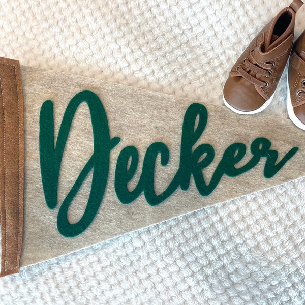 Large Pennant 10x18 | Script Letters Custom Name Felt Banner | Nursery decor, Kids sign, Custom Gift