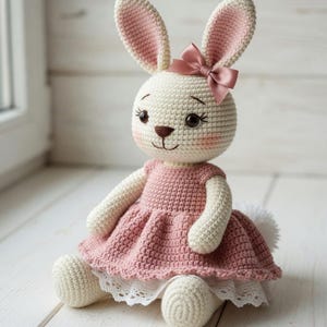 Realistic Amigurumi Bunny Crochet Pattern PDF, Dress Doll Toy (Digital Download)
