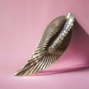 Boucher Gold-tone and Rhinestone Leaf Brooch