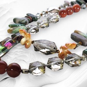 Jasper, Agate, Quartz, and Crystal Multistrand Necklace