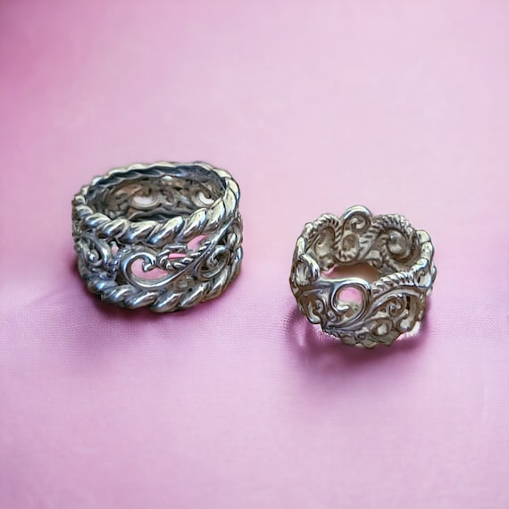 Carolyn Pollack Sterling Silver Scroll Ring Set - image 1