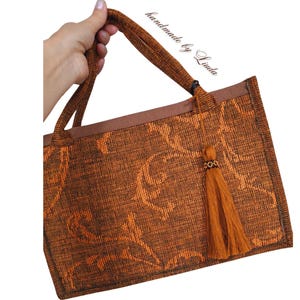 Handgemachte Upcycled Woven Einkaufstasche: Vintage Style Boho Geldbörse