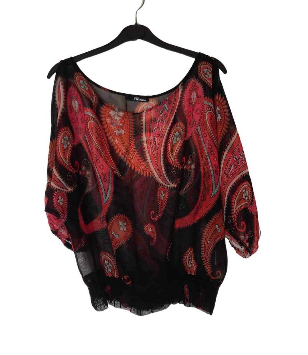 Y2K Jane Norman Sequin Tunic: Multicolor Paisley, Size 10UK