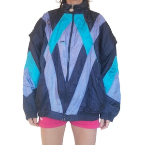 Unisex Vintage Windbreaker Jacket ~ Retro Multicolored Overall ~ 80s-90s style jacket ~ preloved Cefiro ActiveWear ~