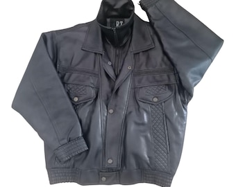 Luxuriöse Vintage Lederähnliche Jacke ~ leichte Herrenjacke im gesteppten Rauten-Design
