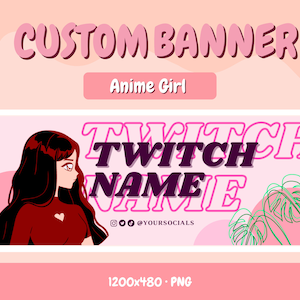 Custom Neon Anime Twitch Banner for Gamer Girls, Video Player Banner for download, profile twitch banner, Offline banner Instant Download