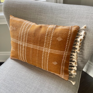 KAKEYI || Housse de coussin orange rouille vintage Boho moderne ferme moderne en laine indienne, housse de coussin décoratif 40 x 50 cm
