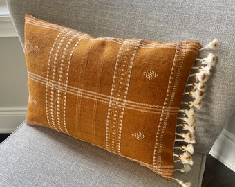 KAIKEYI || Rust Orange Pillow Cover Vintage Boho Modern Farmhouse Indian Wool Decorative Throw Pillow Cover 14x20 Inch