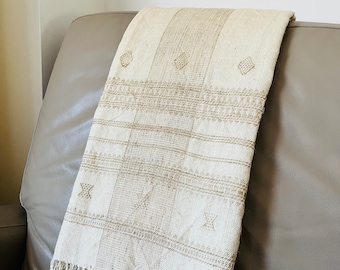 BIMLA || Cream and Beige Indian Wool Throw Cream Throw Neutral Throw White Throw Blanket