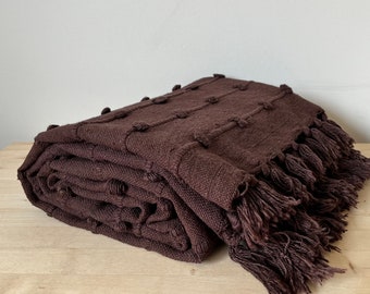 ALEX || Brown Throw Dark Brown Throw Loom Chunky Woven Sofa Throw Blankets Decorative Throws Chunky Loops Throw Brown Throw Blanket